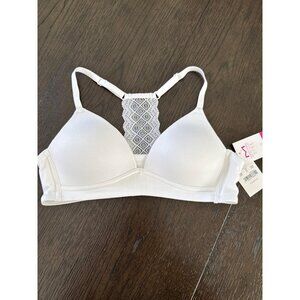 Maidenform Girl size 34A Contour Racerback Lace White Bra NEW